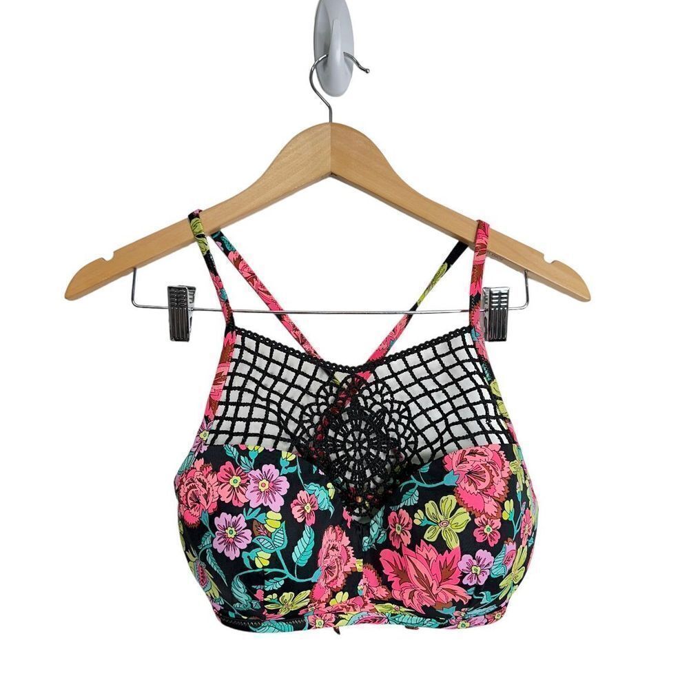 Shade & Shore Floral Caged Push Up Bikini‎ Top Size 34D